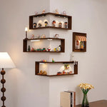 Homzoom 2-Tier Wooden Corner Floating Shelf