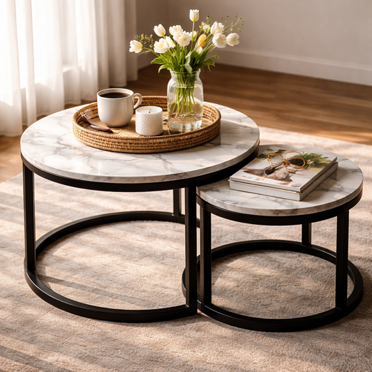Nesting Marble Coffee Tables – Set of 2