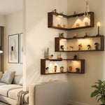 Homzoom 2-Tier Wooden Corner Floating Shelf