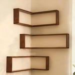 Homzoom 2-Tier Wooden Corner Floating Shelf