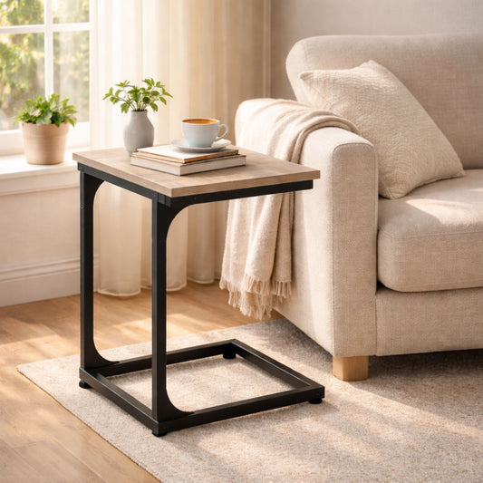 Rustic C-Shaped End Table