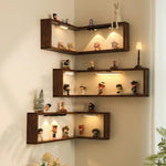 Homzoom 2-Tier Wooden Corner Floating Shelf